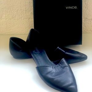 Vince black leather flats size 10